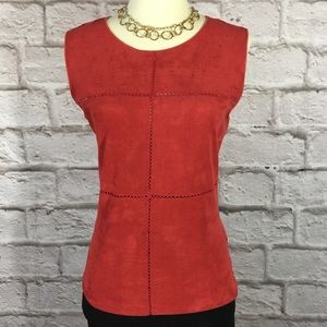 Velvet sleeveless top size small red suede like.